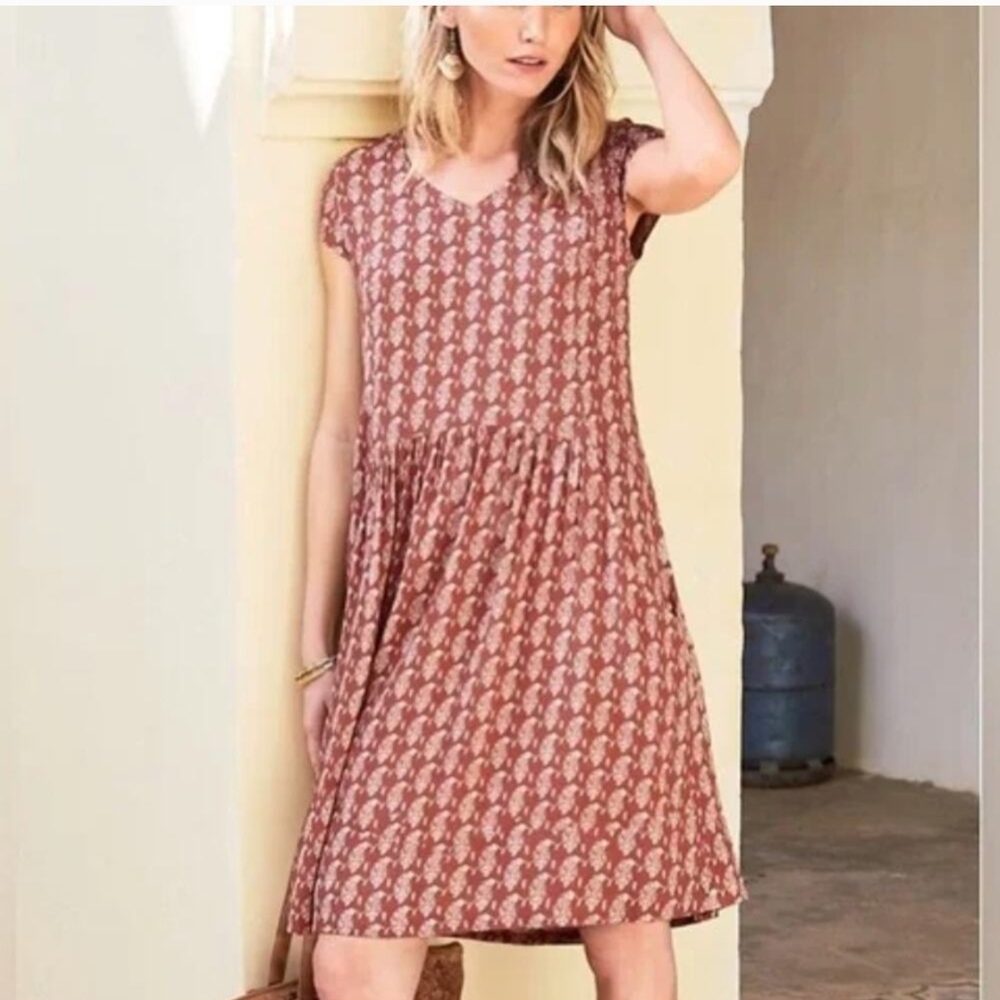 Garnet Hill Floral Midi Dress in Brown